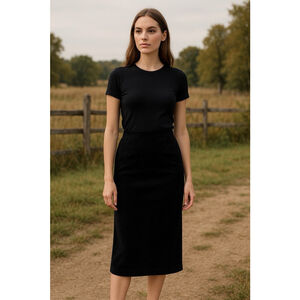 Vtg 90’s Braetan Black Velvet Textured Pencil Skirt USA 30 X 36 Back Slit